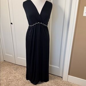 Maitai Black Maxi Dress with White Trim